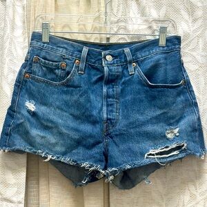 Levi’s 502 Button-up Jean shorts, size 28, dark wash